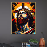 Jesus  The Redeemer Abstract Art Cotton Canvas Wall Painting